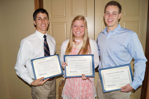 2013 Key Club Scholarship Winners Brett Lepicier, Claire Clayton and Brendan May